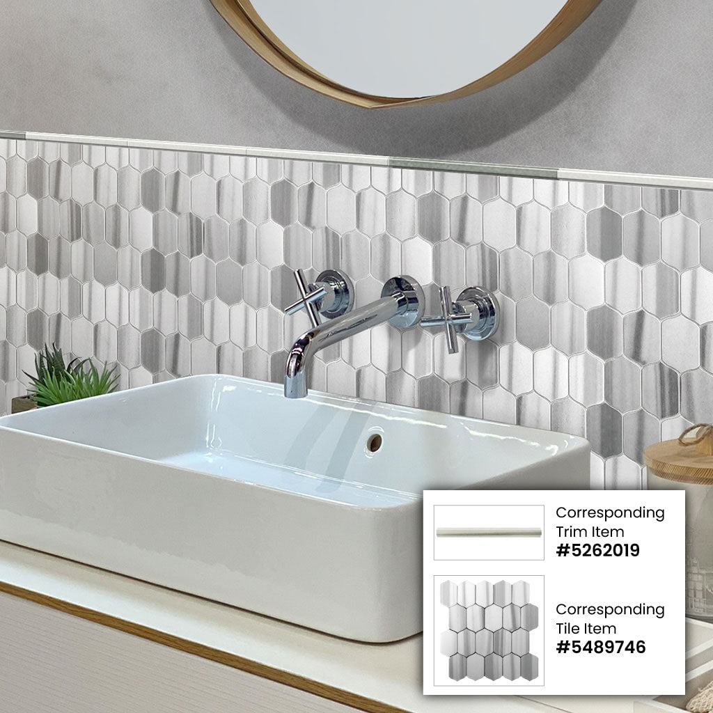 Apollo Tile 10-Pack Light Gray 1-in x 12-in Marble Pencil Tile (0.667-sq. ft/ Carton)