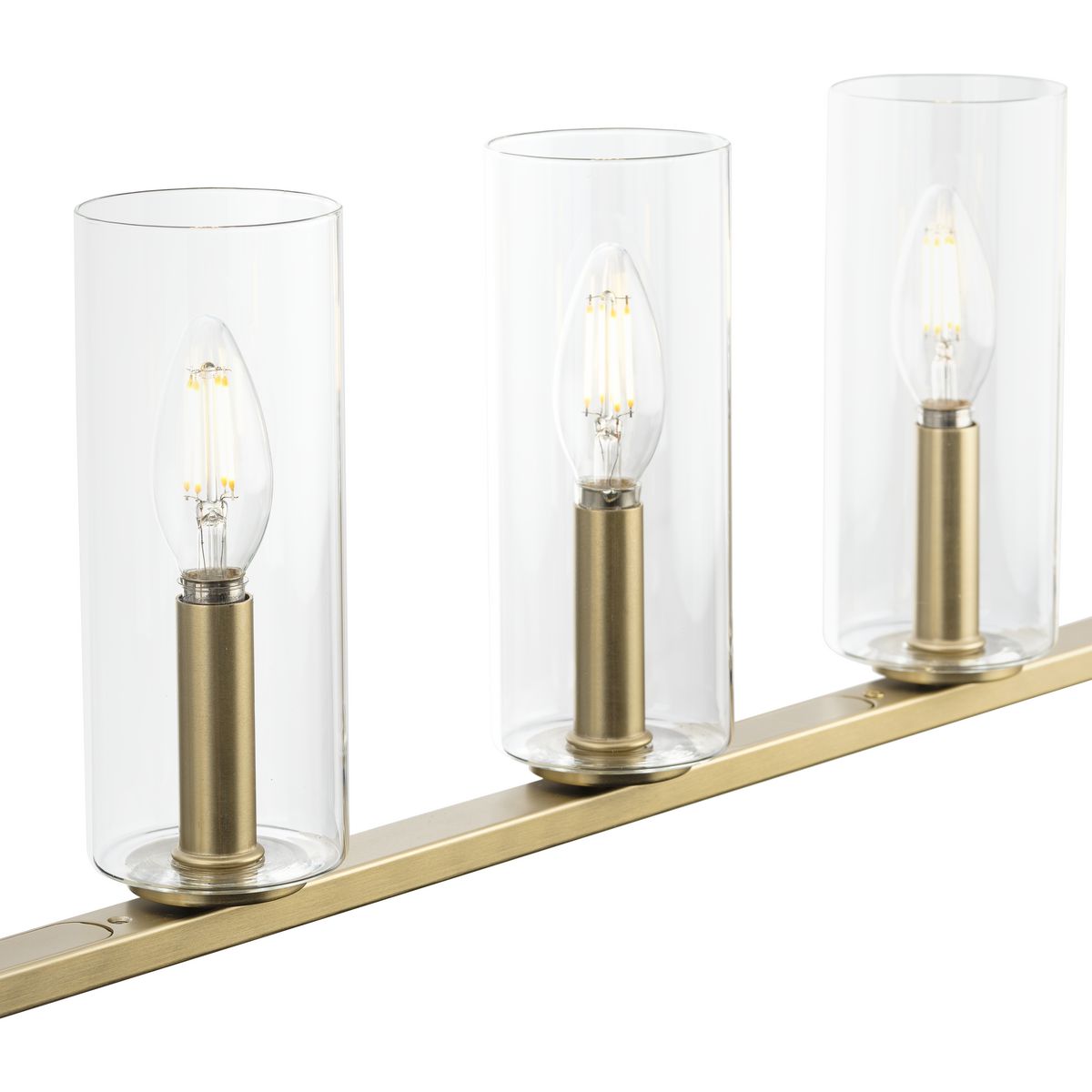 Progress Lighting Glennaire 6-Light Brushed Gold Modern/Contemporary Clear Glass Linear Large Hanging Kitchen Island Light