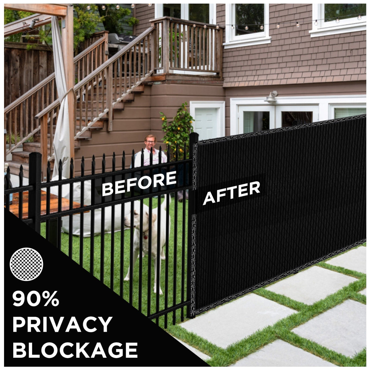 BOEN 5-ft H x 50-ft W Black Polyethelene Chain Link Fence Screen