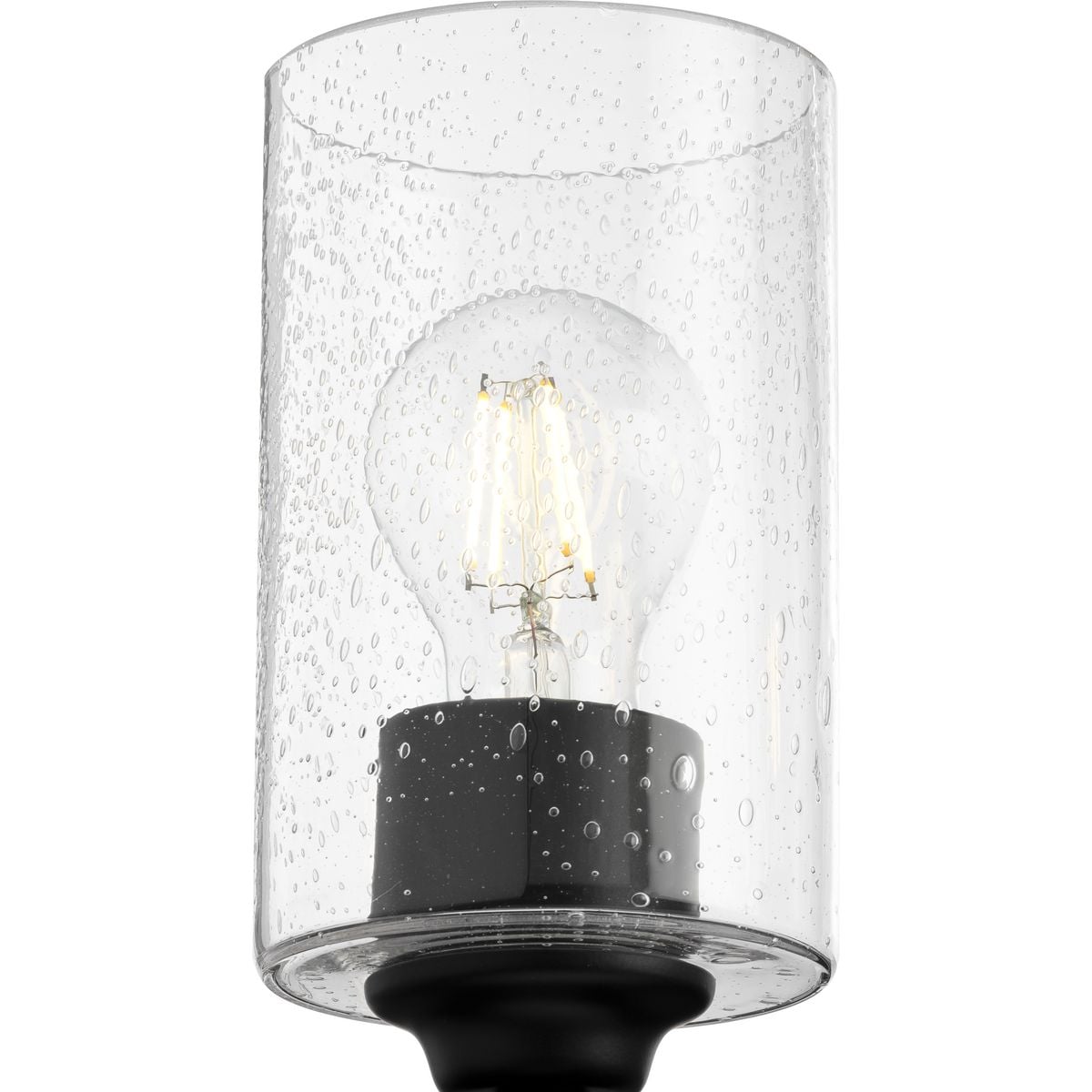 Progress Lighting Morehouse 5-Light Matte Black Modern/Contemporary Seeded Glass Linear Large Hanging Kitchen Island Light