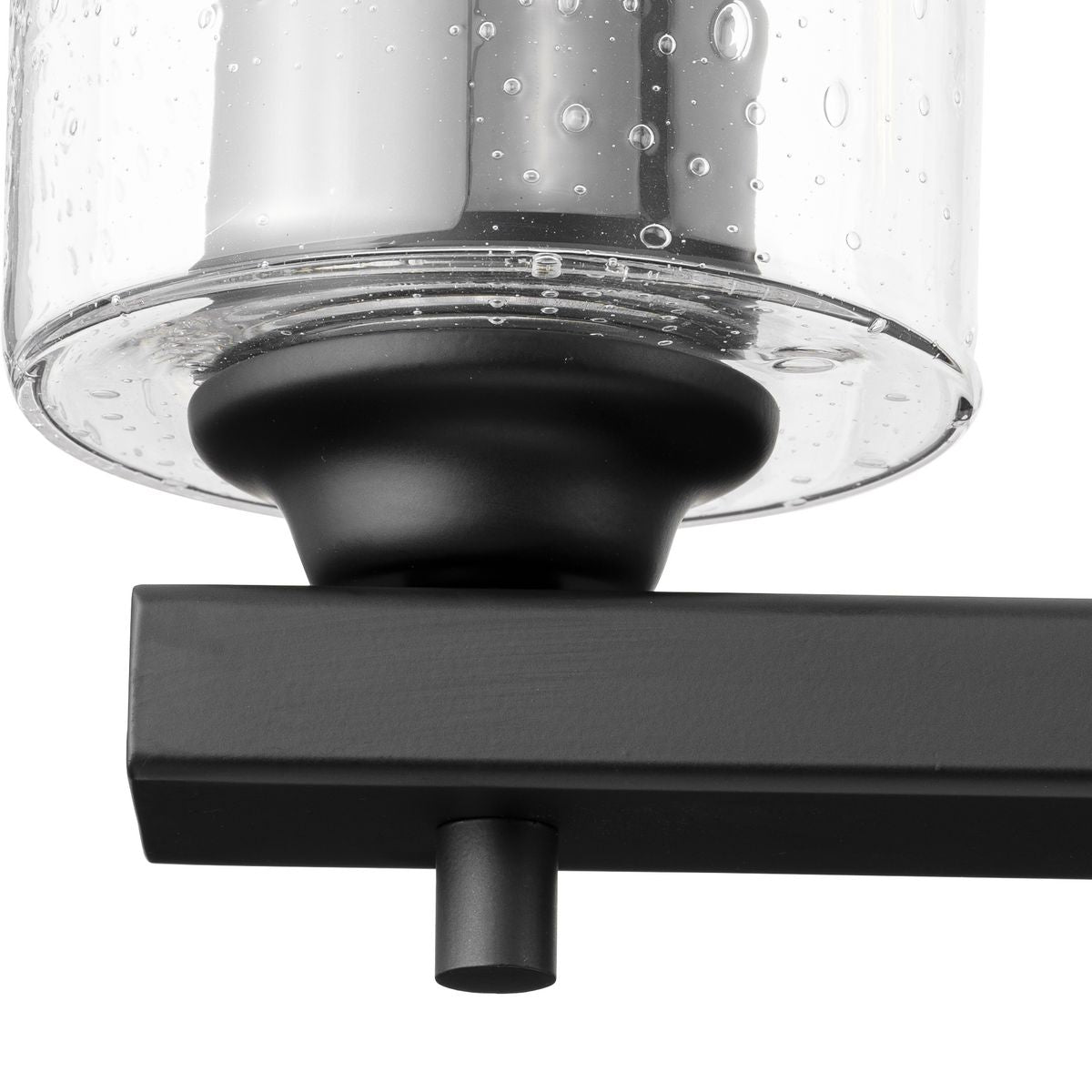 Progress Lighting Morehouse 5-Light Matte Black Modern/Contemporary Seeded Glass Linear Large Hanging Kitchen Island Light
