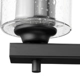 Progress Lighting Morehouse 5-Light Matte Black Modern/Contemporary Seeded Glass Linear Large Hanging Kitchen Island Light