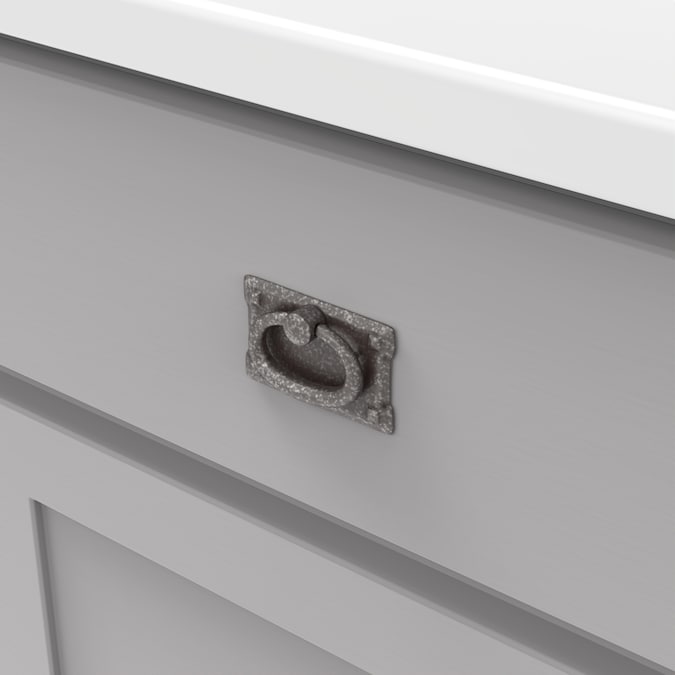 Hickory Hardware Old Mission 1-1/8-in Center to Center Black Mist Antique Rectangular Ring Drawer Pull