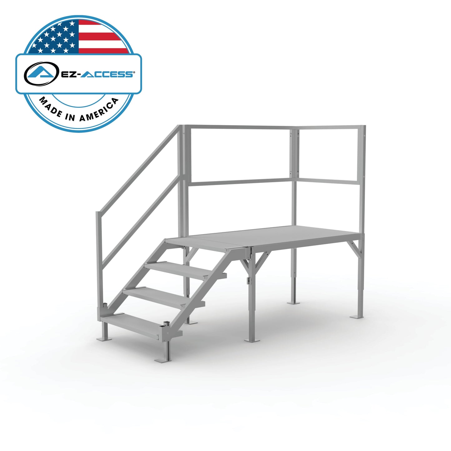EZ-ACCESS FORTRESS 27.5 in to 42.5 in H OSHA Compliant Aluminum 4-Riser Stair System with Platform