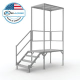 EZ-ACCESS FORTRESS 27.5 in to 42.5 in H OSHA Compliant Aluminum 4-Riser Stair System with Platform and Canopy