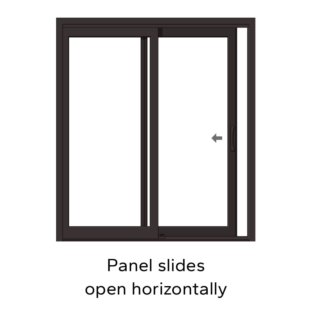 Pella 96-in x 96-in Vinyl Sliding, Left-hand sliding – feature callout