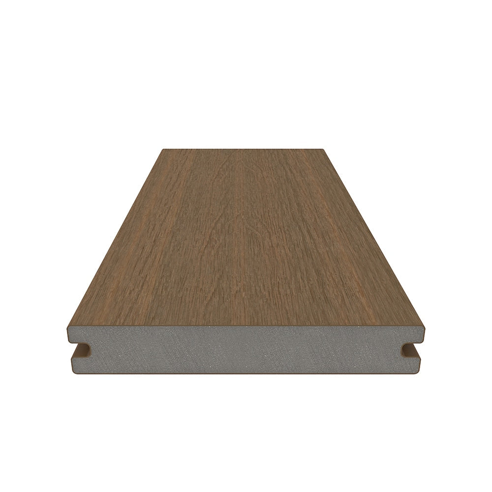 NewTechWood Magellan Solid Board with Groove 1-in x 6-in x 8-ft Peruvian Teak Grooved Composite Deck Board