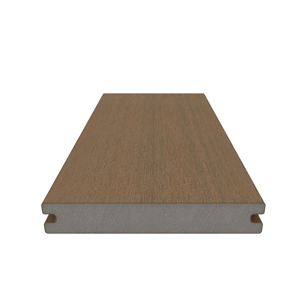 NewTechWood Magellan Solid Board with Groove 1-in x 6-in x 8-ft Peruvian Teak Grooved Composite Deck Board