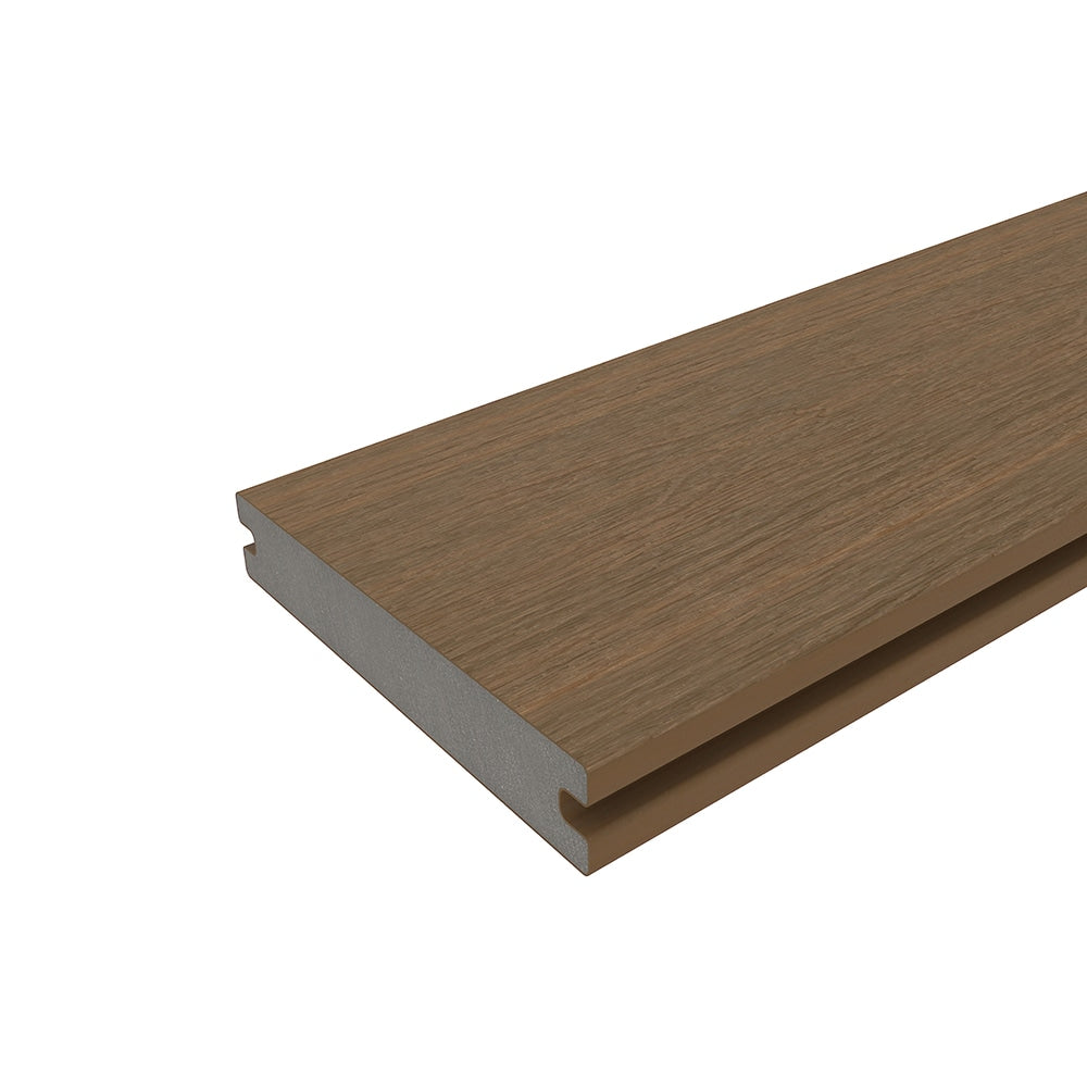 NewTechWood Magellan Solid Board with Groove 1-in x 6-in x 8-ft Peruvian Teak Grooved Composite Deck Board