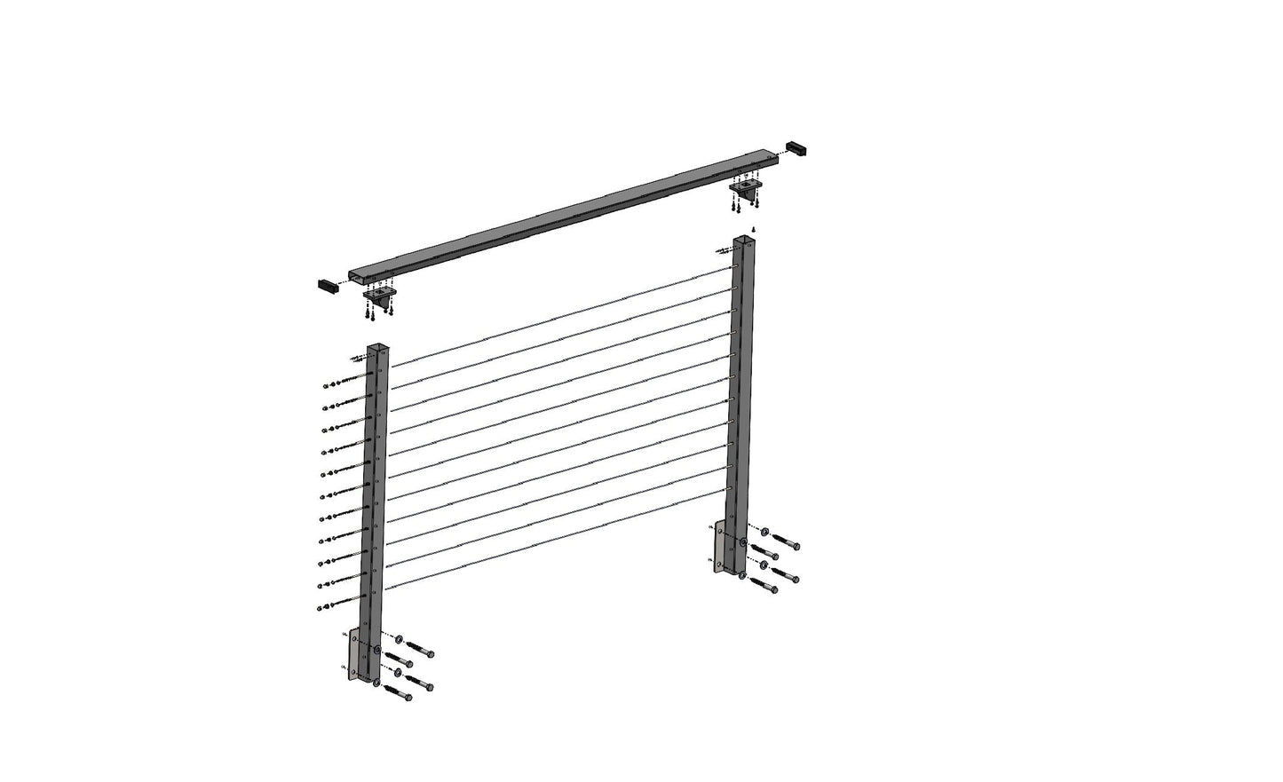 CityPost Face Mount x 36-in Black Steel Deck Cable Rail Kit