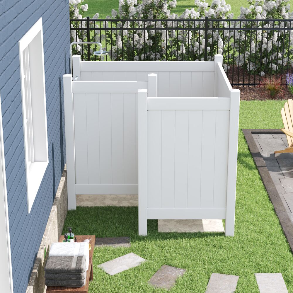 Freedom 8-ft H x 6-ft W White Privacy Vinyl Flat-top Fence Panel (Unassembled)