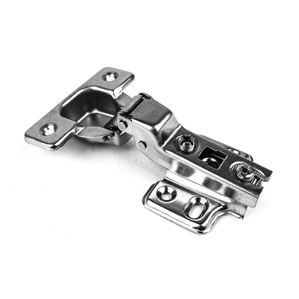 105-Degree 35 mm Half Overlay Frameless Cabinet Hinges with Installation Screws (1-Pair) - Super Arbor