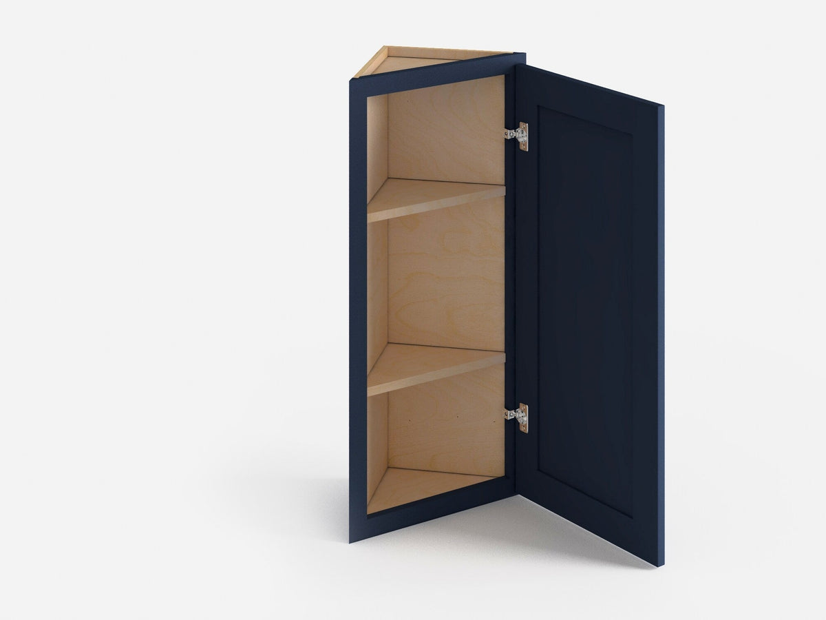 Valleywood Cabinetry 12-in W x 36-in H x 12-in D Marine Blue Birch Diagonal Corner Wall Ready To Assemble Plywood Cabinet (Flat Panel Shaker Style)