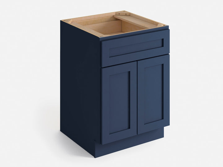 Valleywood Cabinetry 30-in W x 34.5-in H x 24-in D Marine Blue Birch 1-Drawer Base Ready To Assemble Plywood Cabinet (Flat Panel Shaker Style)