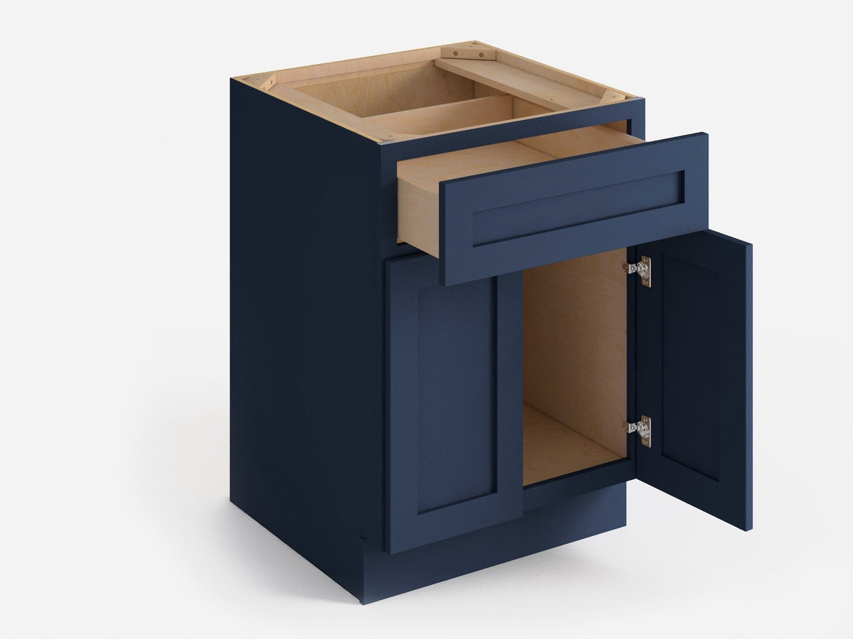 Valleywood Cabinetry 27-in W x 34.5-in H x 24-in D Marine Blue Birch 1-Drawer Base Ready To Assemble Plywood Cabinet (Flat Panel Shaker Style)