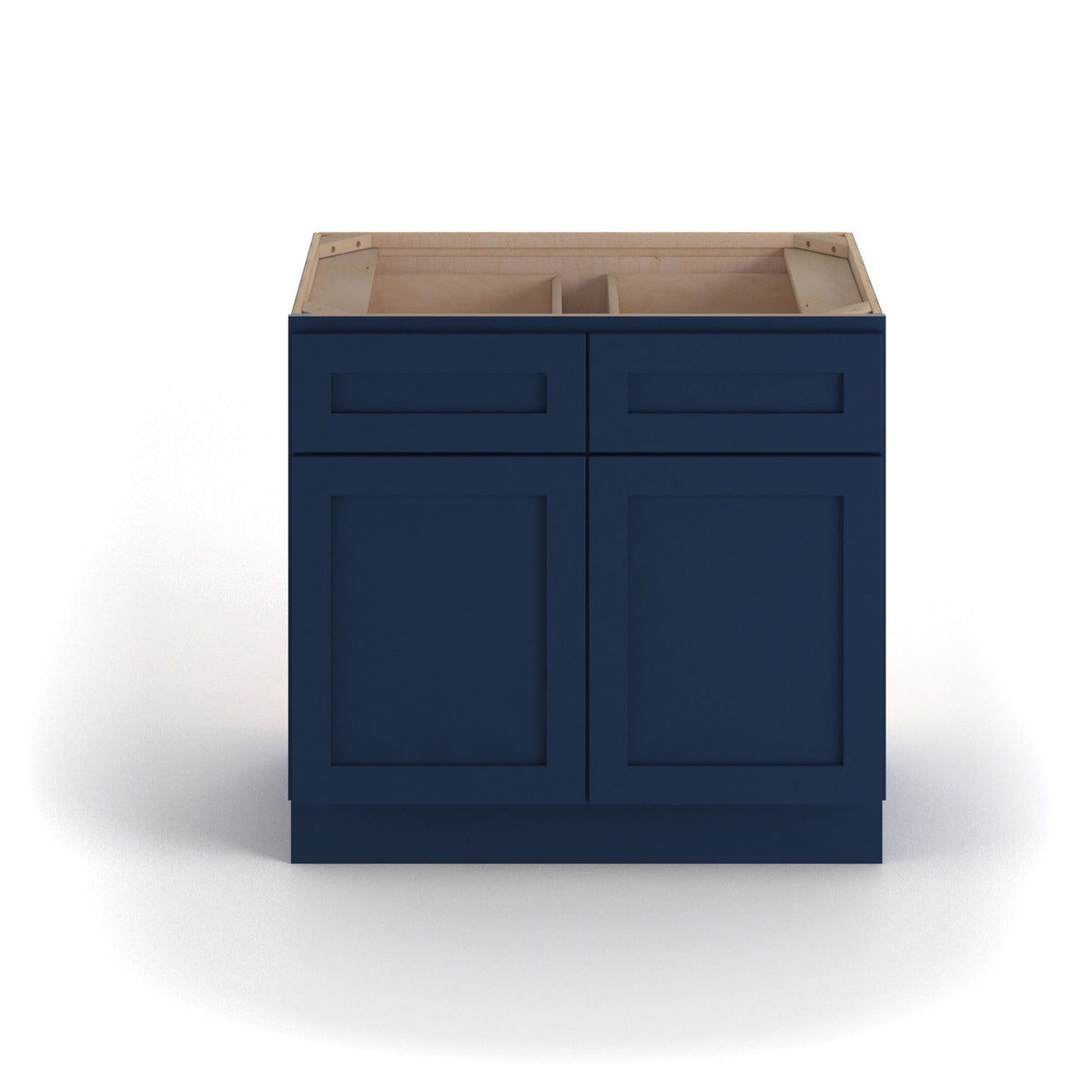 Valleywood Cabinetry 36-in W x 34.5-in H x 24-in D Marine Blue Birch 2-Drawers Base Ready To Assemble Plywood Cabinet (Flat Panel Shaker Style)