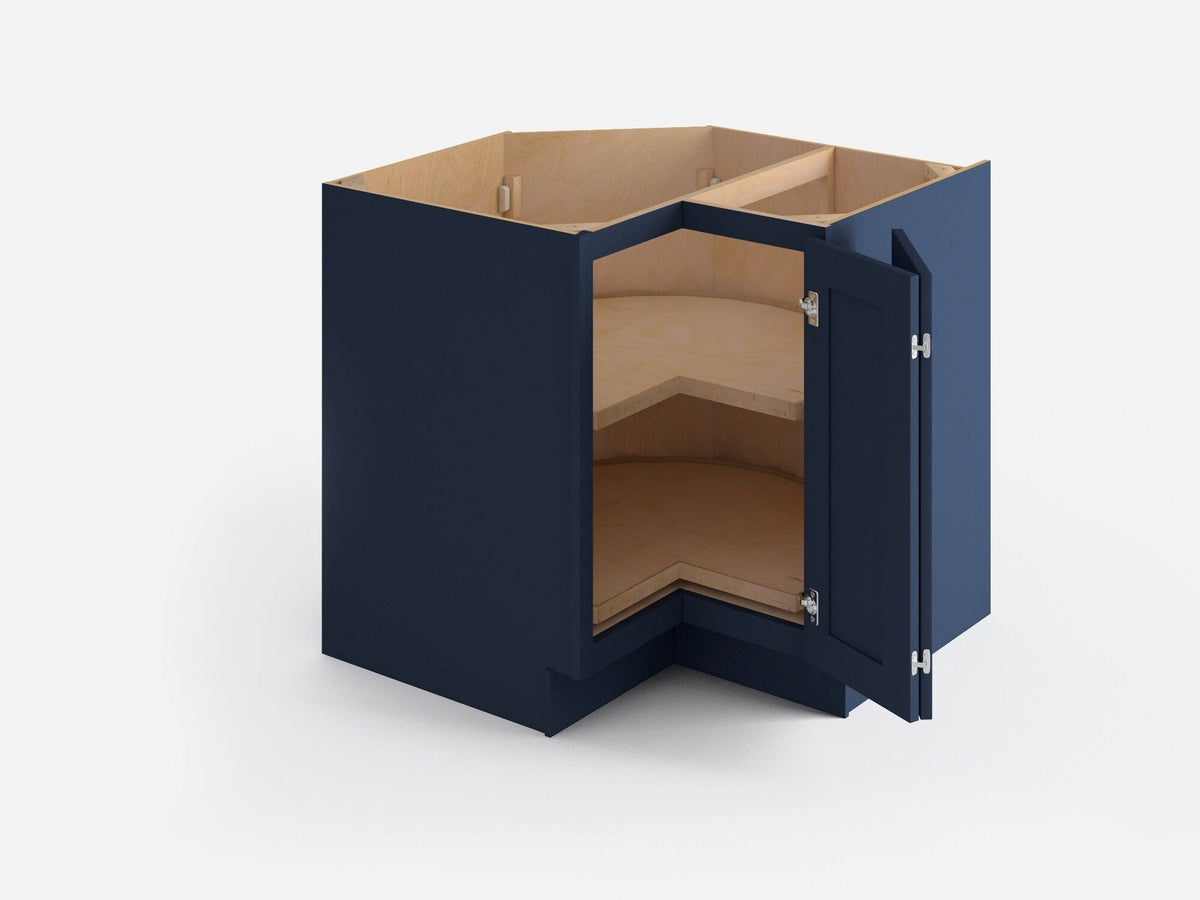 Valleywood Cabinetry 33-in W x 34.5-in H x 33-in D Marine Blue Birch Lazy Susan Corner Base Ready To Assemble Plywood Cabinet (Flat Panel Shaker Style)