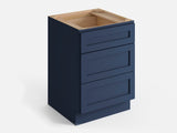 Valleywood Cabinetry 24-in W x 34.5-in H x 24-in D Marine Blue Birch 3-Drawer Base Ready To Assemble Plywood Cabinet (Flat Panel Style)