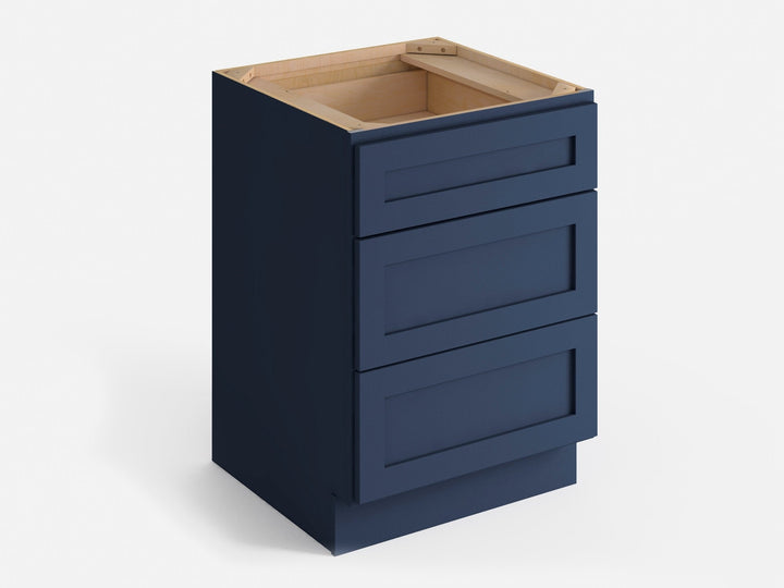 Valleywood Cabinetry 30-in W x 34.5-in H x 24-in D Marine Blue Birch 3-Drawer Base Ready To Assemble Plywood Cabinet (Flat Panel Style)