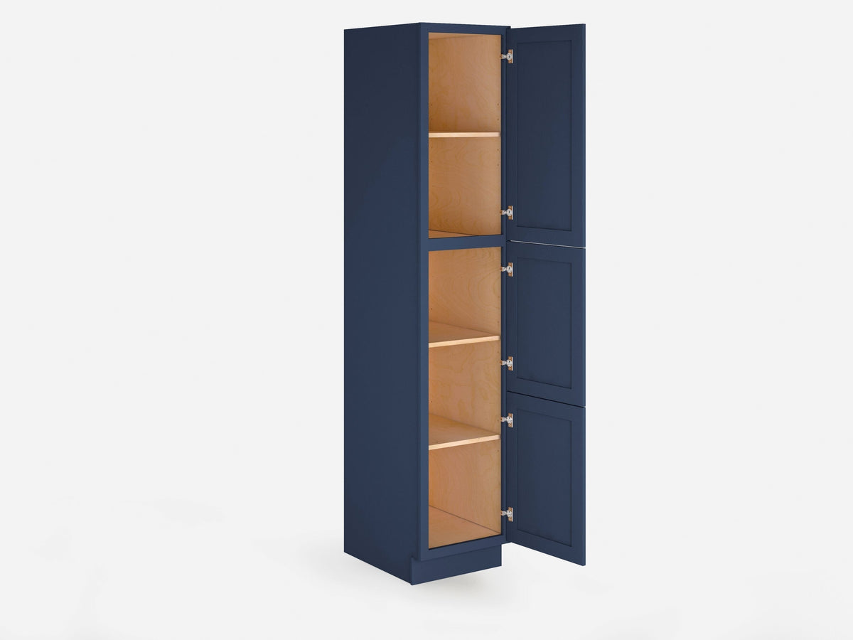 Valleywood Cabinetry 18-in W x 84-in H x 24-in D Marine Blue Birch Pantry Ready To Assemble Plywood Cabinet (Flat Panel Shaker Door Style)