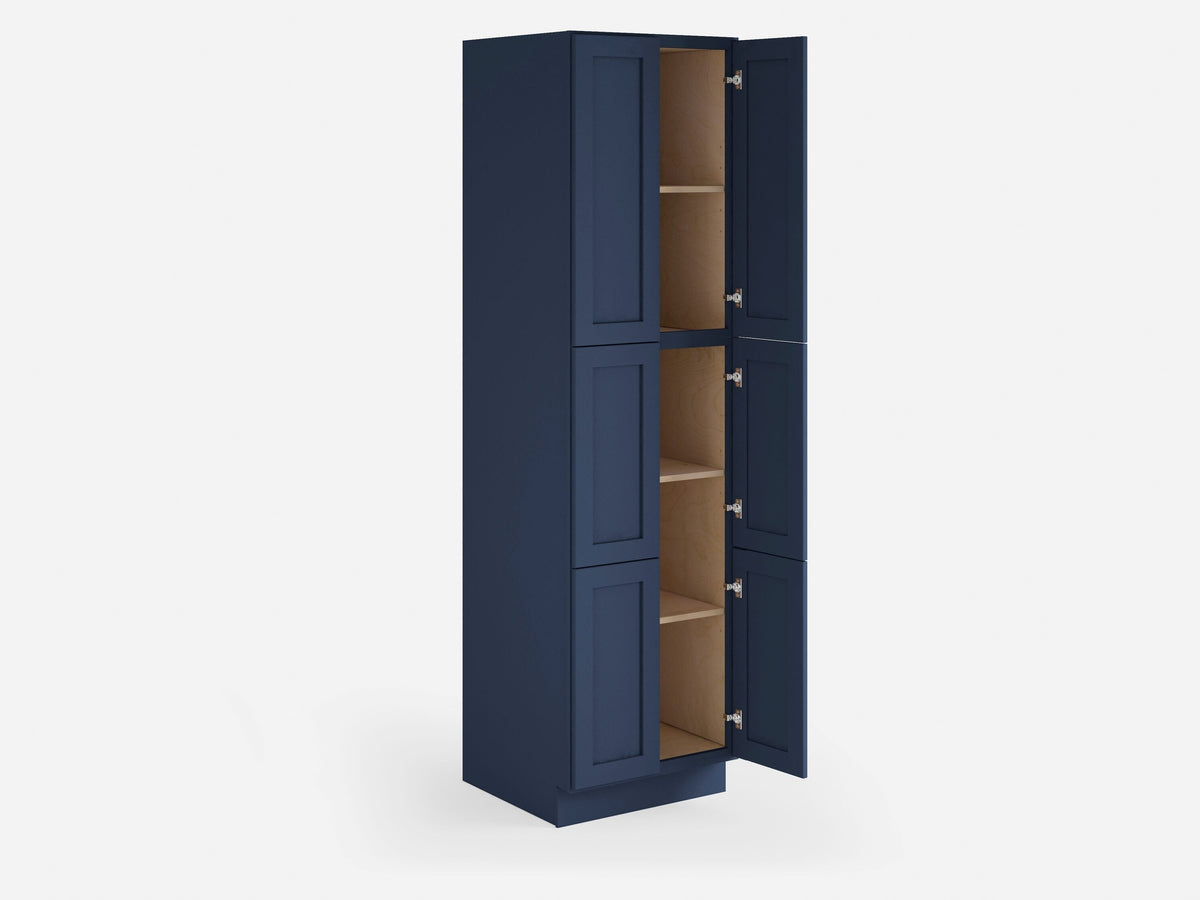 Valleywood Cabinetry 24-in W x 90-in H x 24-in D Marine Blue Birch Pantry Ready To Assemble Plywood Cabinet (Flat Panel Shaker Door Style)
