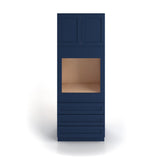 Valleywood Cabinetry 33-in W x 90-in H x 24-in D Marine Blue Birch 3-Drawers Single or Double Oven Pantry Ready To Assemble Plywood Cabinet (Flat Panel Shaker Style)