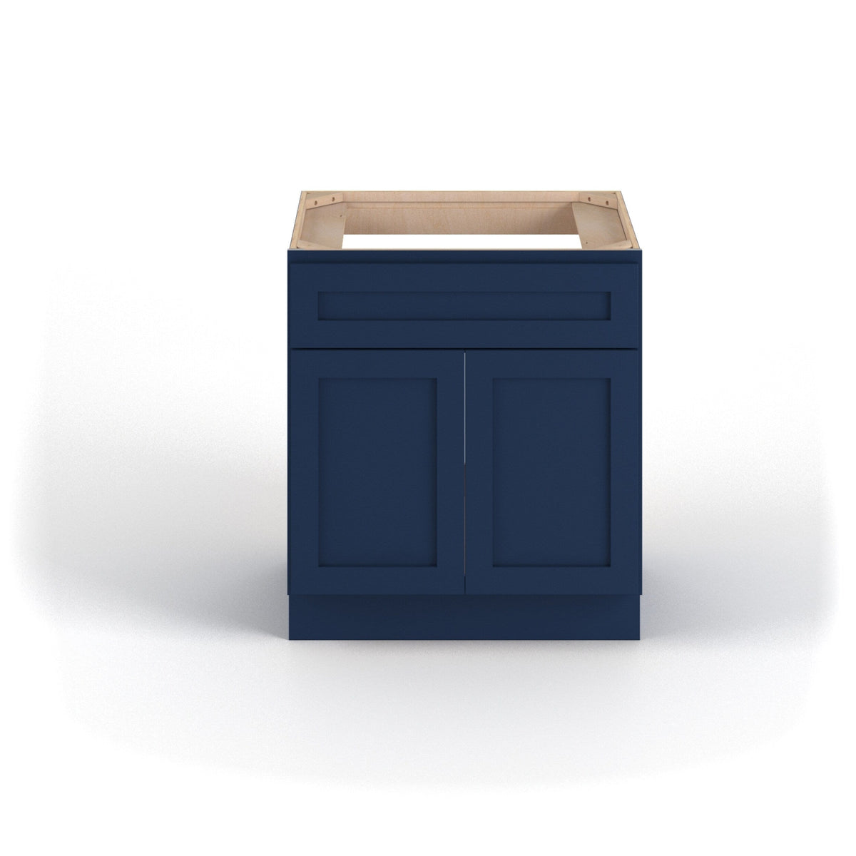 Valleywood Cabinetry 30-in W x 34.5-in H x 24-in D Marine Blue Birch Sink Base Ready To Assemble Plywood Cabinet (Flat Panel Shaker Style)