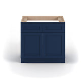 Valleywood Cabinetry 36-in W x 34.5-in H x 24-in D Marine Blue Birch Sink Base Ready To Assemble Plywood Cabinet (Flat Panel Shaker Style)