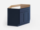 Valleywood Cabinetry 42-in W x 34.5-in H x 24-in D Marine Blue Birch Diagonal Sink Base Ready To Assemble Plywood Cabinet (Flat Panel Shaker Style)