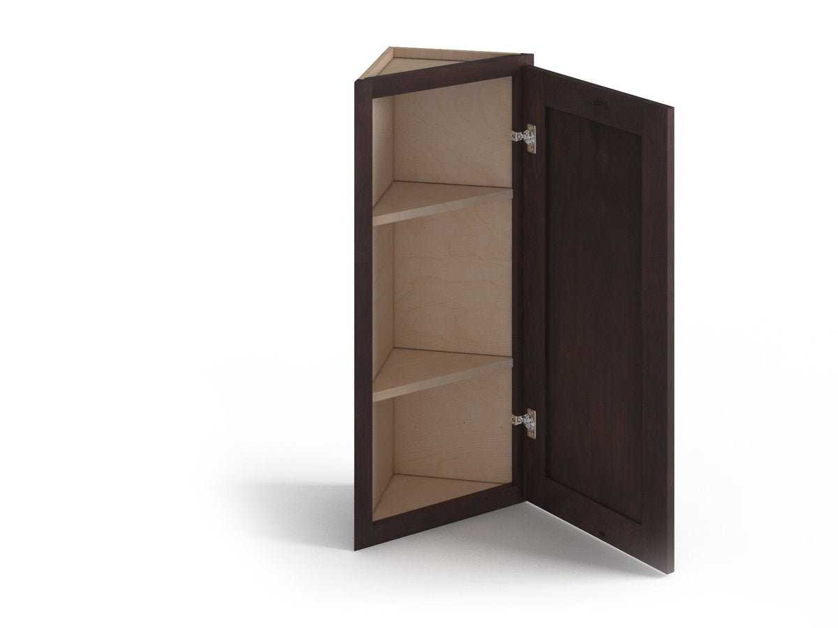 Valleywood Cabinetry 12-in W x 30-in H x 12-in D Rustic Hickory Diagonal Wall Ready To Assemble Plywood Cabinet (Flat Panel Shaker Door Style)