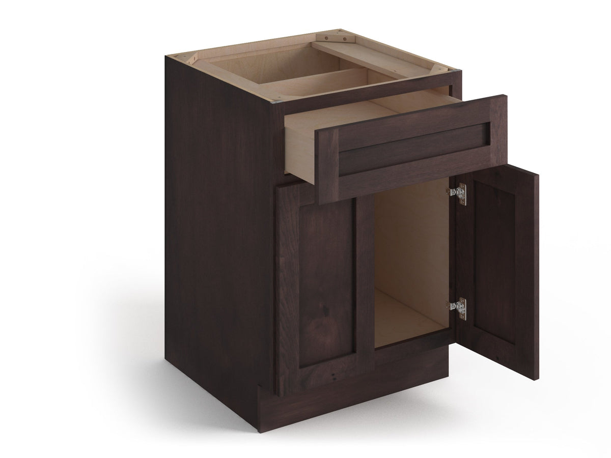 Valleywood Cabinetry 33-in W x 34.5-in H x 24-in D Rustic Hickory 1-Drawer Base Ready To Assemble Plywood Cabinet (Flat Panel Shaker Style)