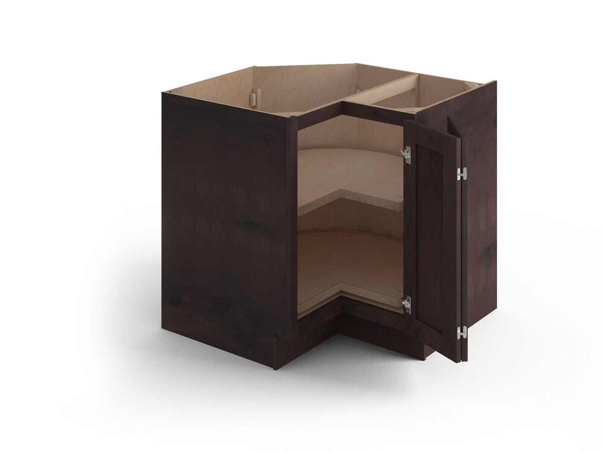 Valleywood Cabinetry 33-in W x 34.5-in H x 33-in D Rustic Hickory Lazy Susan Corner Base Ready To Assemble Plywood Cabinet (Flat Panel Shaker Style)