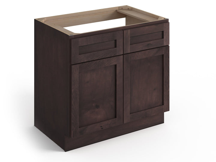 Valleywood Cabinetry 33-in W x 34.5-in H x 24-in D Rustic Hickory Sink Base Ready To Assemble Plywood Cabinet (Flat Panel Shaker Style)