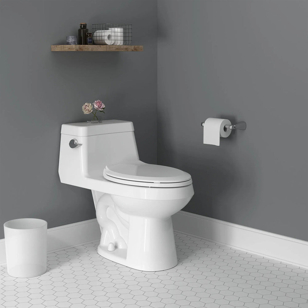 Colony 1-Piece 1.28 GPF Single Flush Elongated Toilet in White, Seat Included