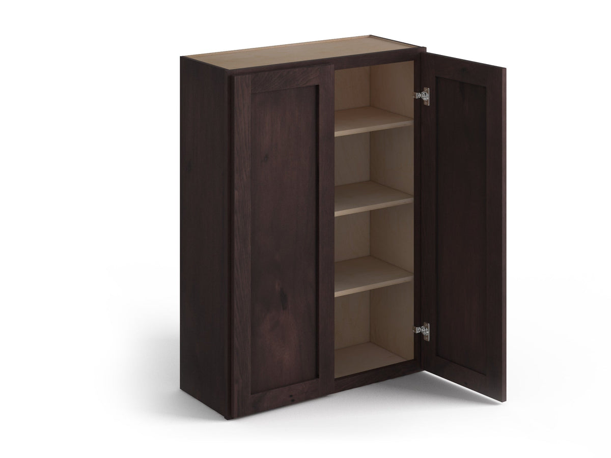 Valleywood Cabinetry 33-in W x 36-in H x 12-in D Rustic Hickory Wall Ready To Assemble Plywood Cabinet (Flat Panel Shaker Door Style)