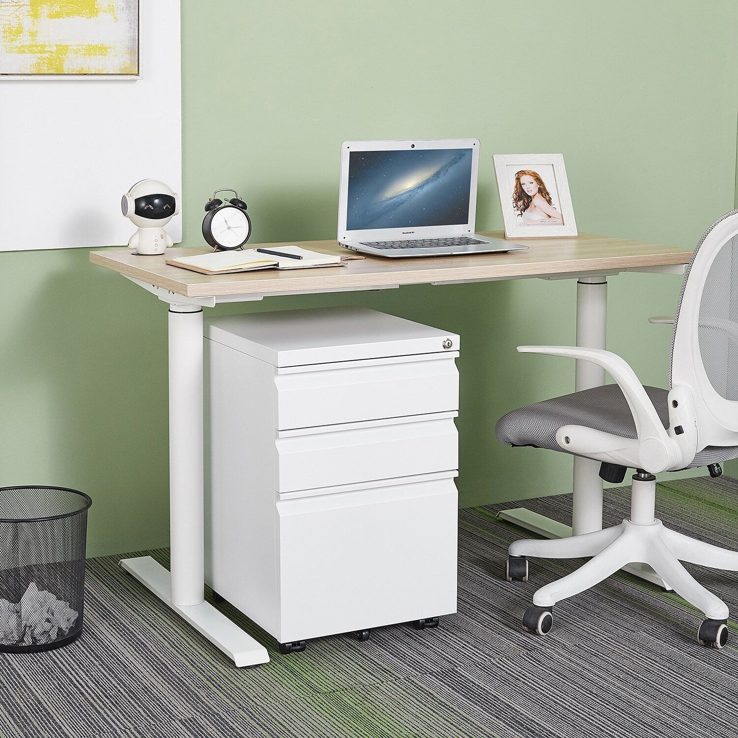 GZMR 3 Drawer File Cabinet with Lock White 3-Drawer 15.35-in File Cabinet