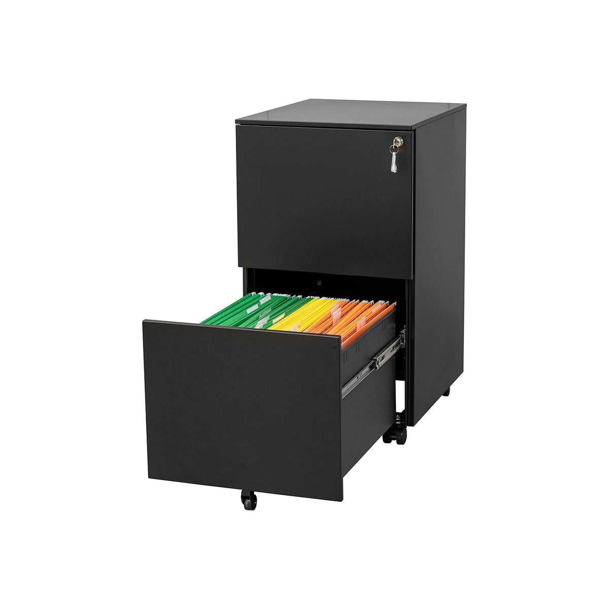 GZMR 2 Drawer File Cabinet with Lock Black 2-Drawer 15.35-in File Cabinet