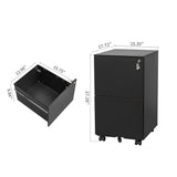 GZMR 2 Drawer File Cabinet with Lock Black 2-Drawer 15.35-in File Cabinet
