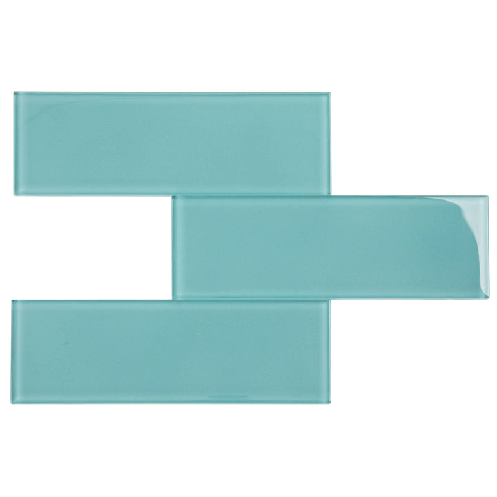 Giorbello Teal 3-in x 9-in Glossy Glass Subway Wall Tile (5-sq. ft/ Carton)