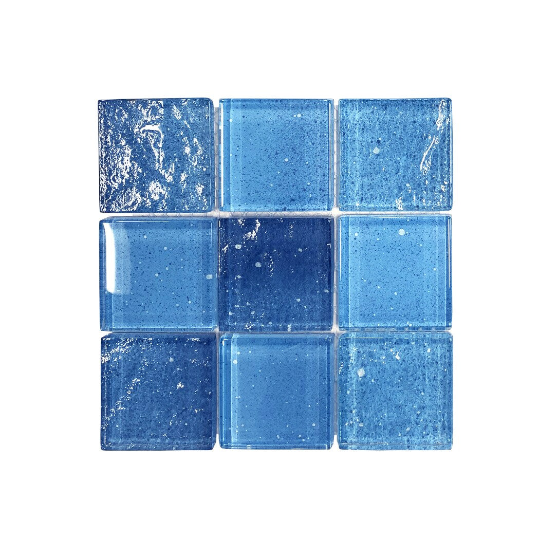 Giorbello (Sample) Starlight Ocean Whisper 6-in x 6-in Glossy Glass Mixed Pattern Wall Tile