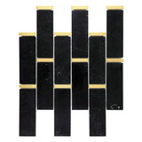 Giorbello Black and Gold 11-in x 12-in Polished Natural Stone Marble Linear Marble Look Floor Tile (4.8-sq. ft/ Carton)