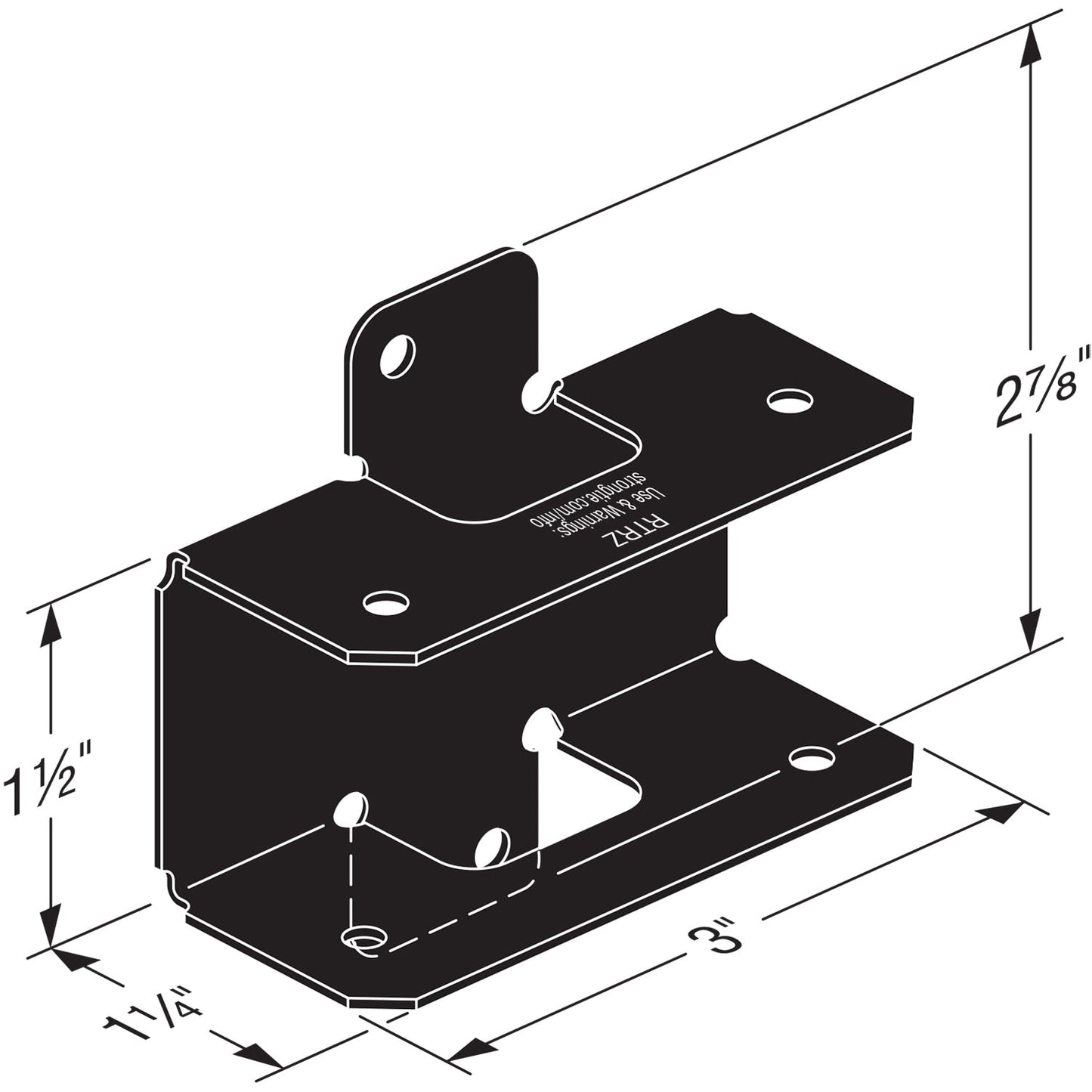 Simpson Strong-Tie 2.875-in x 3-in Rigid Tie Zmax Galvanized with Black Powder Coat Steel Rail Bracket