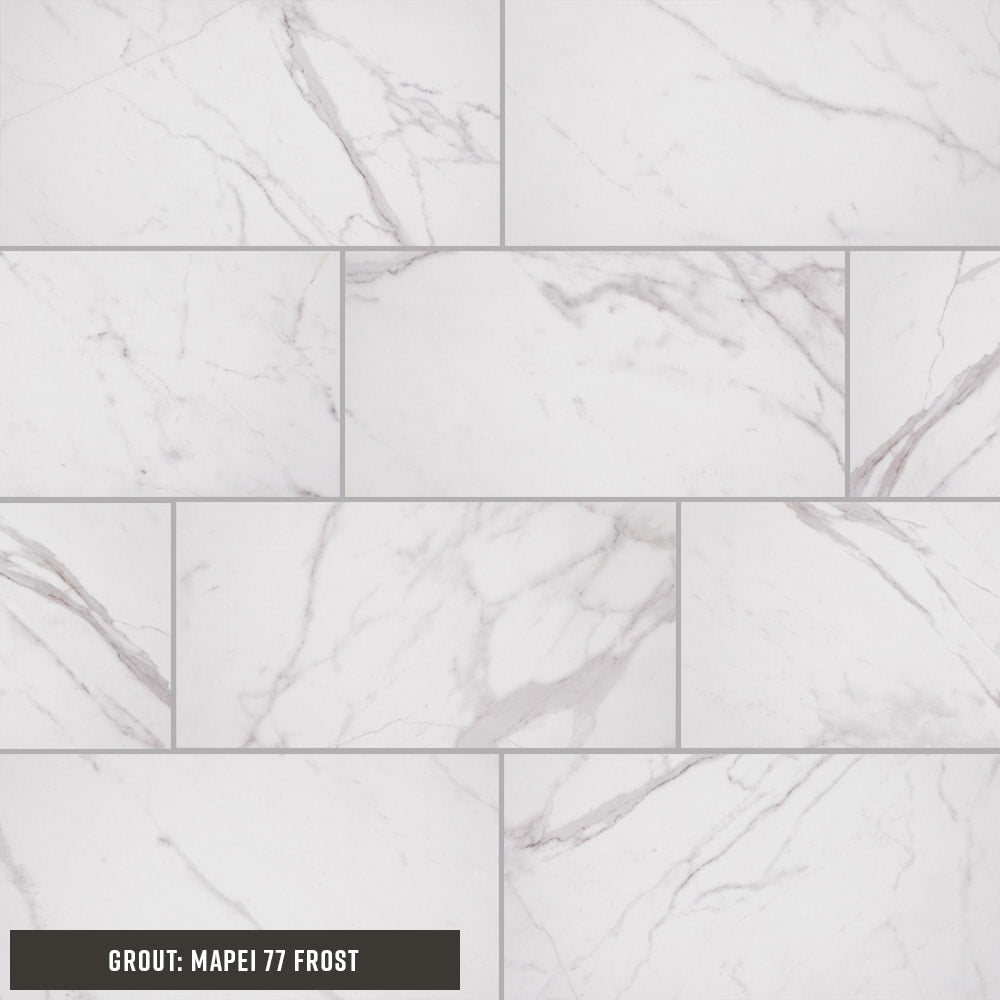 STAINMASTER Calacatta Silver 12-in x 24-in Matte Porcelain Marble look Floor and Wall Tile product image