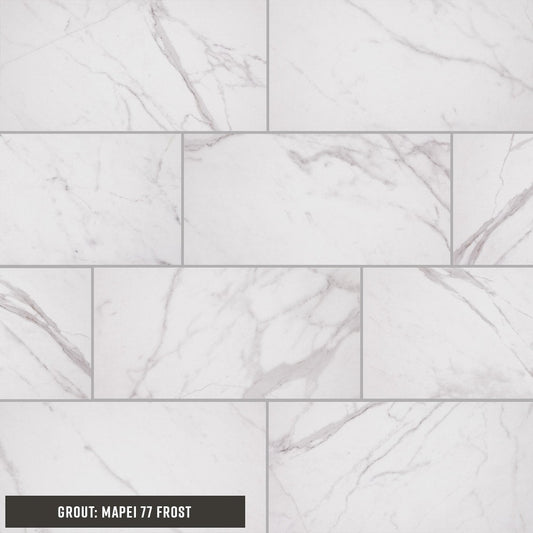 STAINMASTER Calacatta Silver 12-in x 24-in Matte Porcelain Marble look Floor and Wall Tile product image