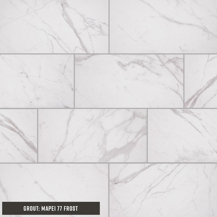 STAINMASTER Calacatta Silver 12-in x 24-in Matte Porcelain Marble look Floor and Wall Tile product image