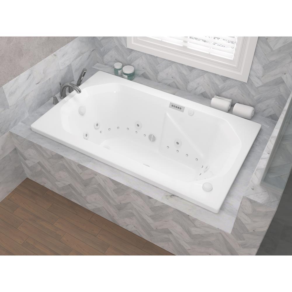 Onyx Diamond Series 5 ft. Right Drain Rectangular Drop-in Whirlpool and Air Bath Tub in White - Super Arbor