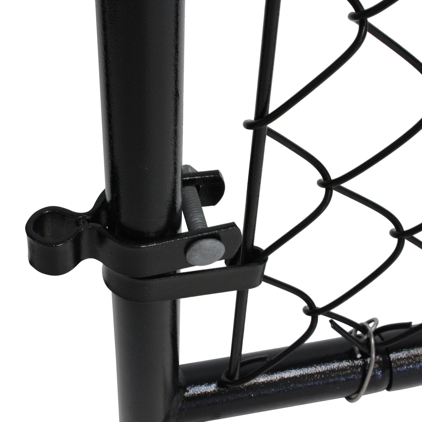 Fit-Right 6-ft H x 6-ft W Black Adjustable Metal Walk-thru Chain Link Fence Gate Kit with Mesh Size 2-in