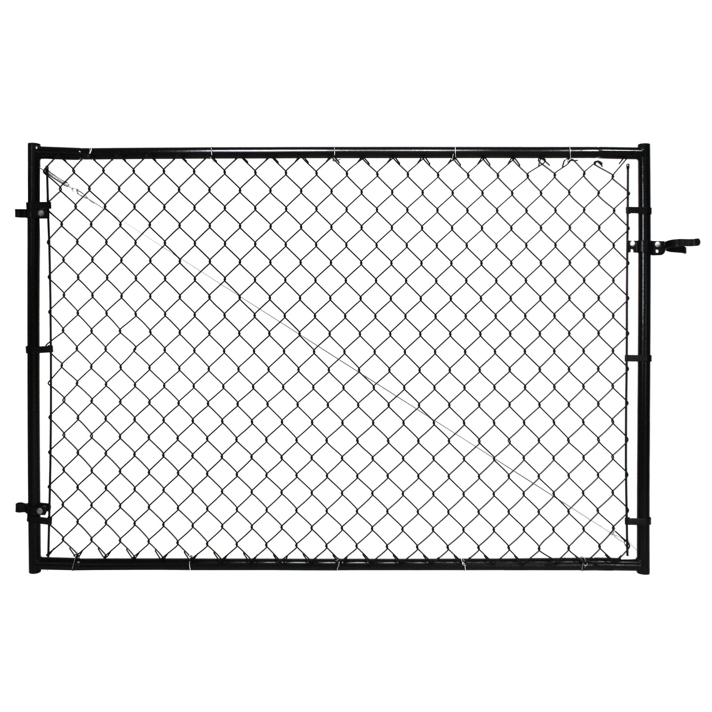 Fit-Right 4-ft H x 6-ft W Black Adjustable Metal Walk-thru Chain Link Fence Gate Kit with Mesh Size 2-in