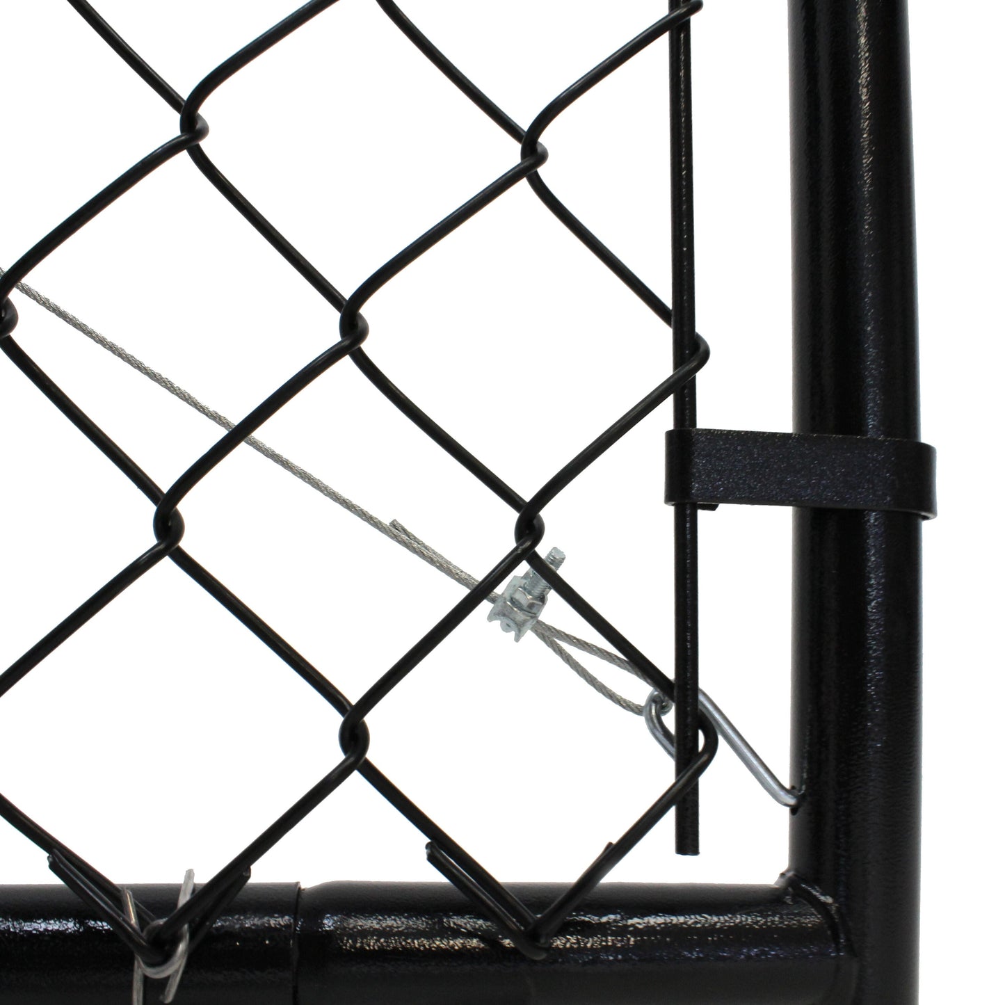 Fit-Right 6-ft H x 6-ft W Black Adjustable Metal Walk-thru Chain Link Fence Gate Kit with Mesh Size 2-in