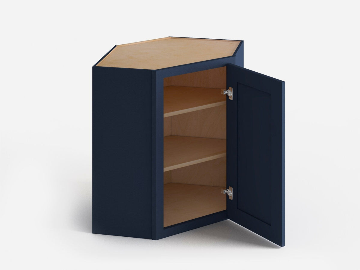 Valleywood Cabinetry 24-in W x 30-in H x 24-in D Marine Blue Birch Diagonal Corner Wall Ready To Assemble Plywood Cabinet (Flat Panel Shaker Style)